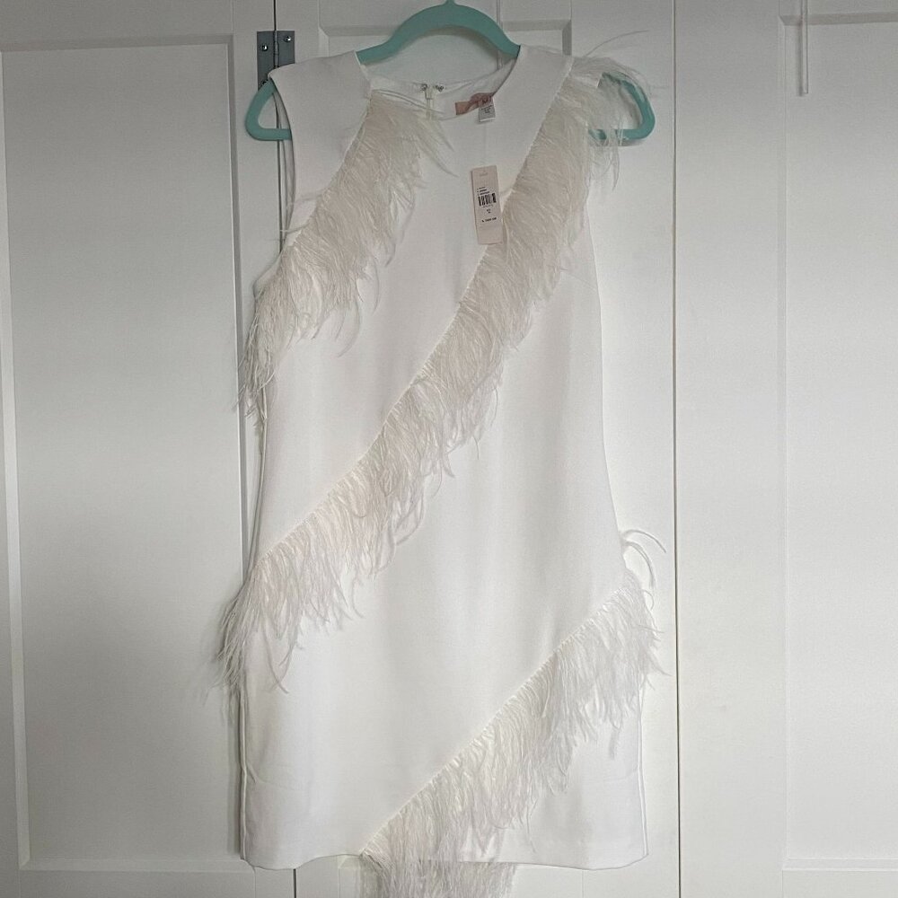 Hutch Pandy Feather Dress in Size Medium Ivory NWT